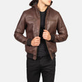 Obsidian Edge Hooded Leather Bomber for sale