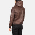 Obsidian Edge Hooded Leather Bomber for sale