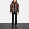 Obsidian Edge Hooded Leather Bomber for sale