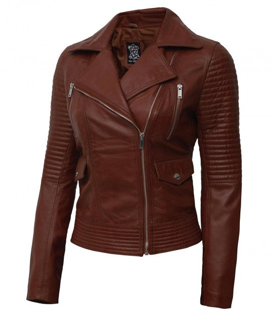 Ravessence Luxe Leather Biker Jacket For Sale