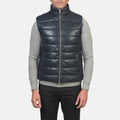 Reeves Aero Leather Puffer Vest Blue for sale