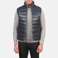 Reeves Aero Leather Puffer Vest Blue for sale