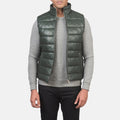Reeves Aero Leather Puffer Vest Green for sale