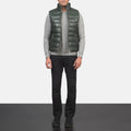 Reeves Aero Leather Puffer Vest Green for sale