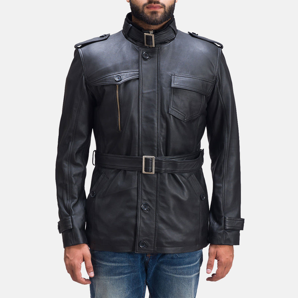 Shadowcrest Belted Leather Jacket for sale