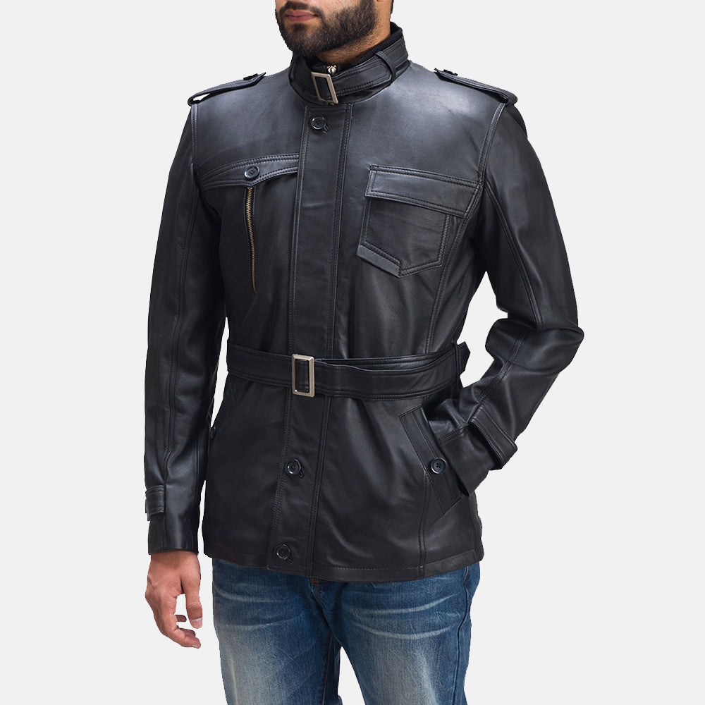 Shadowcrest Belted Leather Jacket for sale
