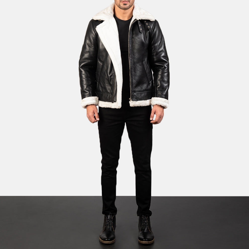 Skyward Crest Leather Bomber Jacket for sale