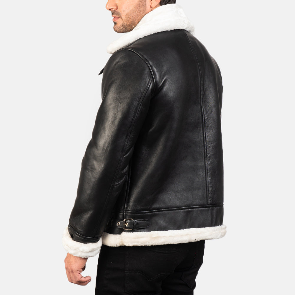 Skyward Crest Leather Bomber Jacket for sale