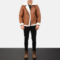 Skyward Crest Leather Bomber Jacket for sale