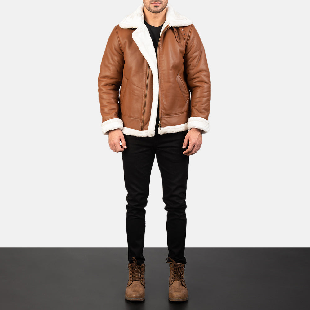 Skyward Crest Leather Bomber Jacket for sale