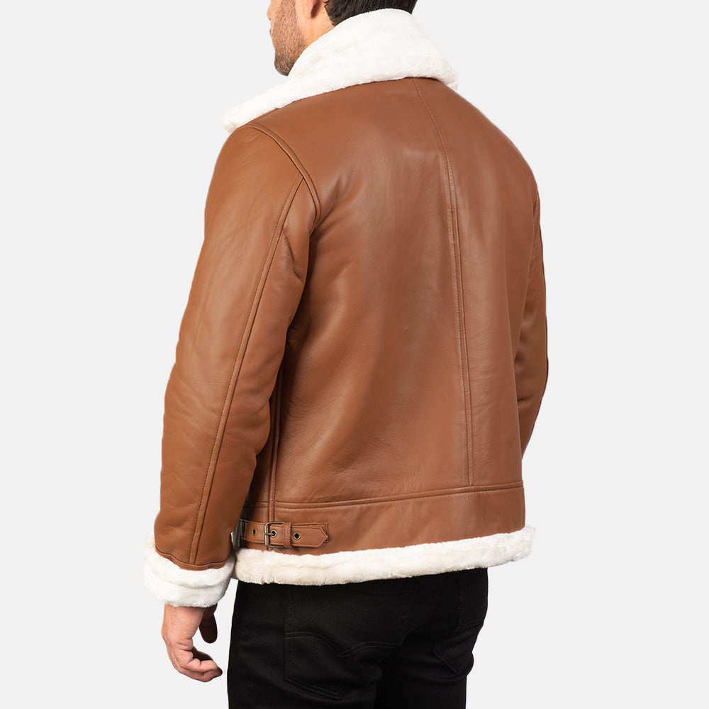 Skyward Crest Leather Bomber Jacket for sale