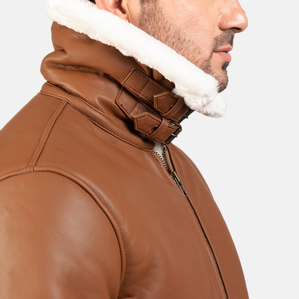 Skyward Crest Leather Bomber Jacket for sale