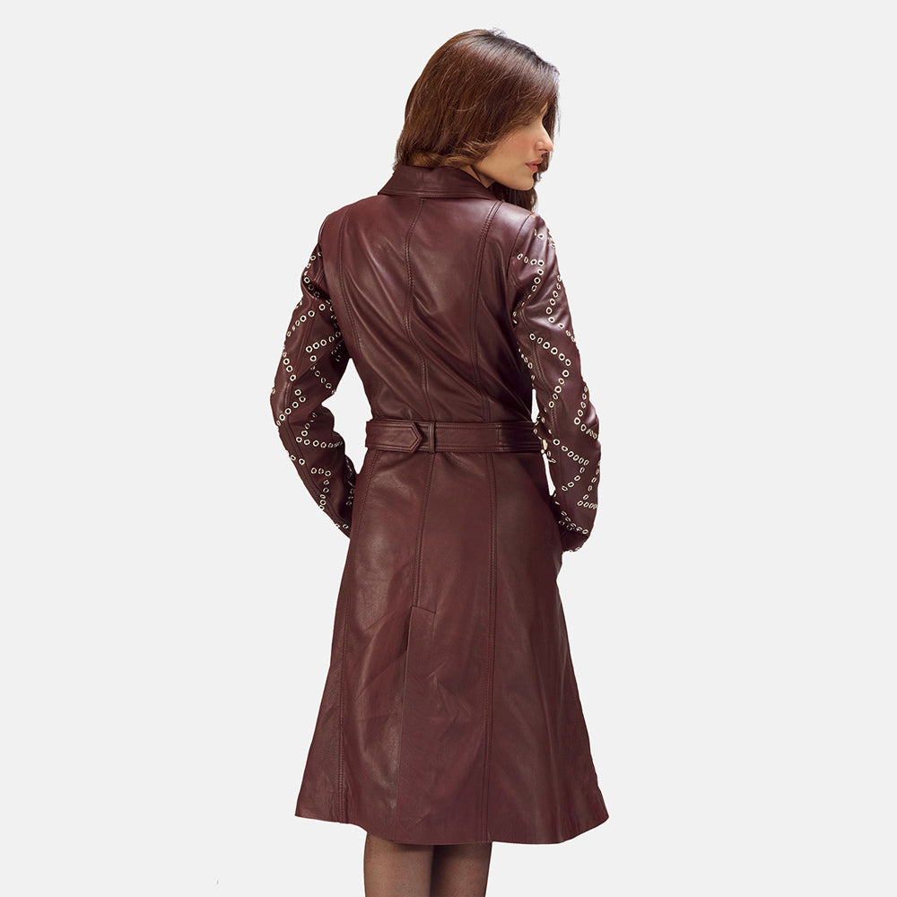 Solenne Edge Leather Trench Coat For Sale