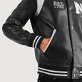 Sovereign York Black Leather Varsity Jacket for sale