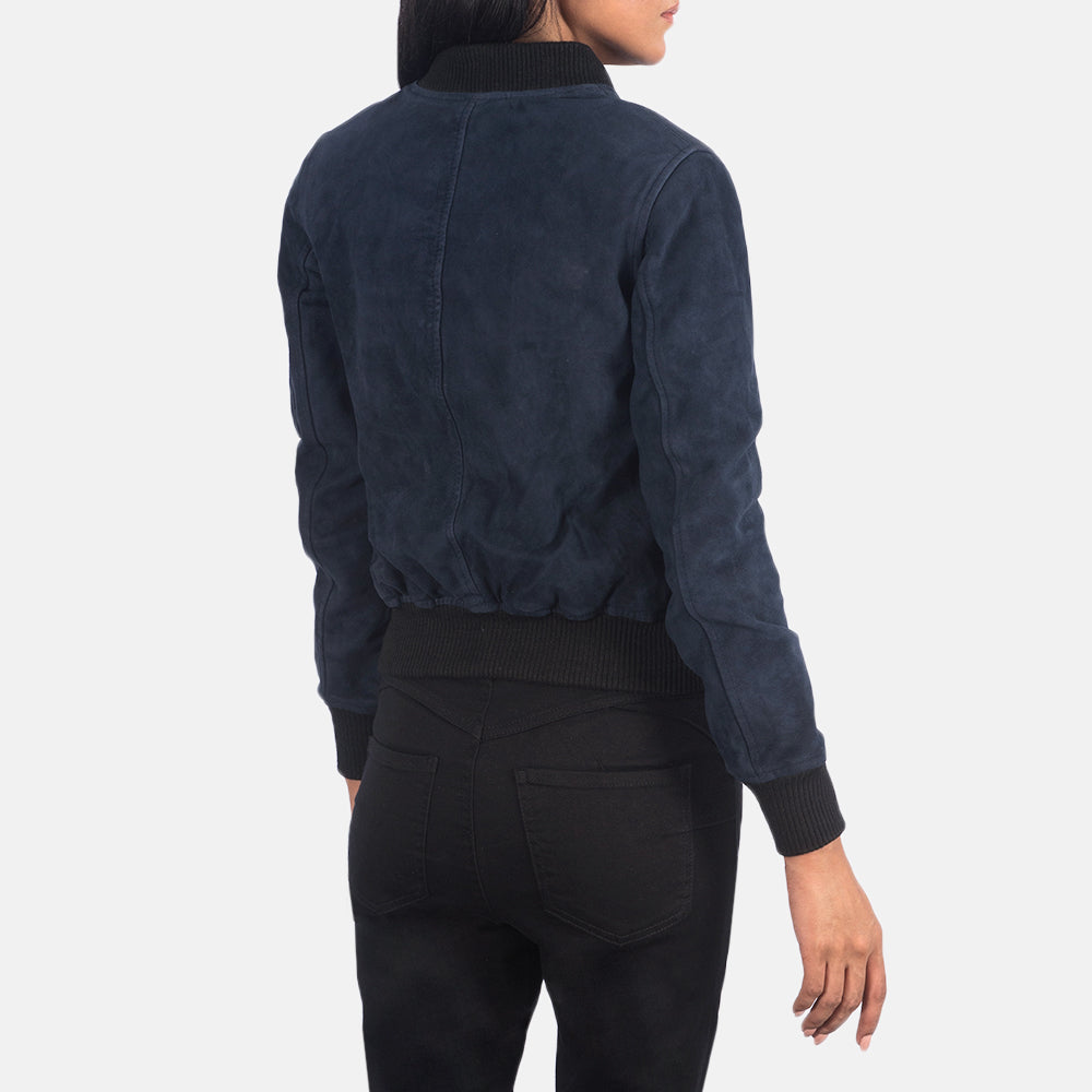 Terraelle Suede Leather Bomber Jacket For Sale