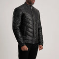 Travis Vantage Leather Puffer Jacket Black for sale