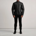 Travis Vantage Leather Puffer Jacket Black for sale