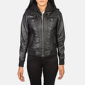 Urban Halo Hooded Black Leather Bomber for sale