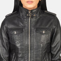Urban Halo Hooded Black Leather Bomber for sale