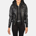 Urban Halo Hooded Black Leather Bomber for sale