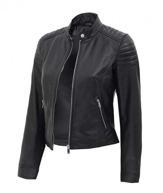 Velisse Crest Quilted Leather Jacket For Sale