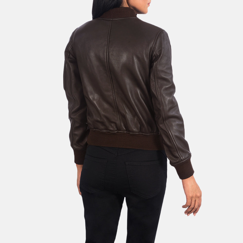Velisse Noir Leather Bomber Jacket For Sale