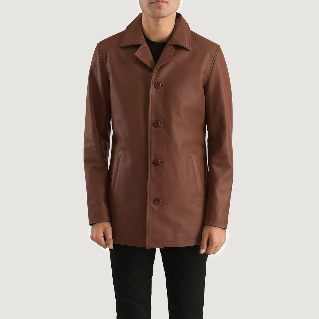Velmor Slate Leather Coat Brown for sale