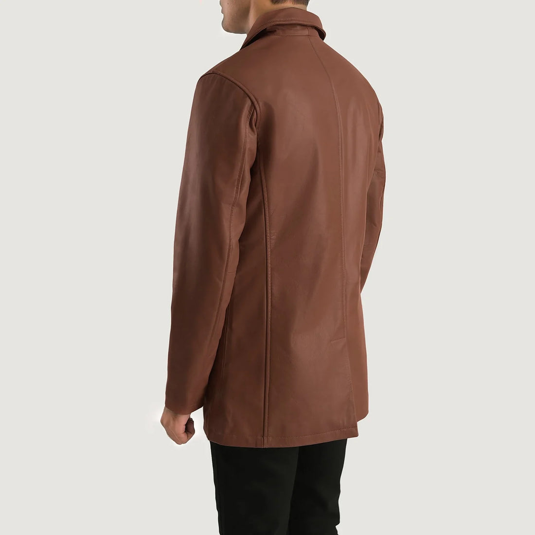 Velmor Slate Leather Coat Brown for sale