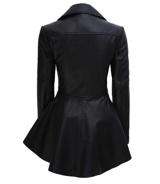Veloura Flare Leather Blazer Coat For Sale