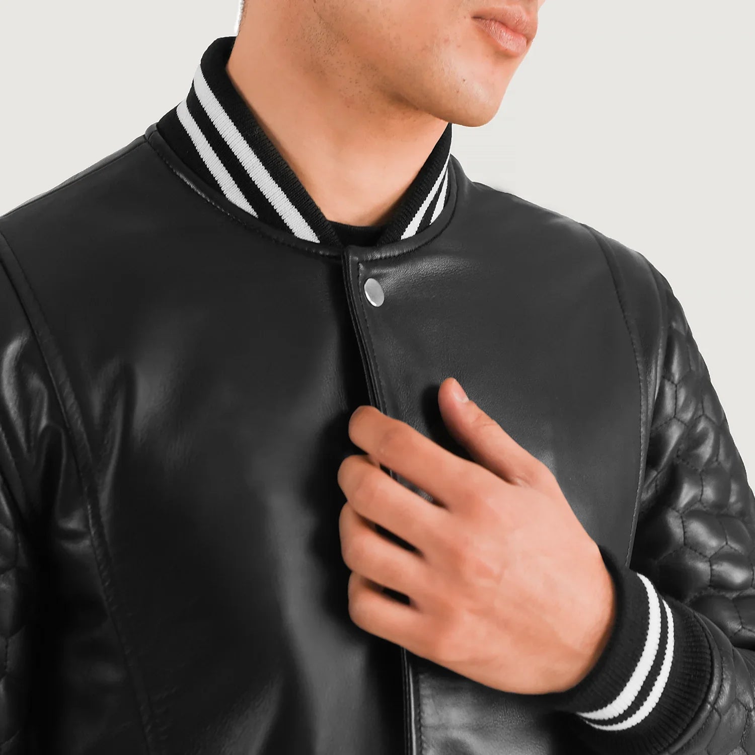 Wildex Monarch Leather Varsity Coat Black for sale
