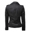 Zyphira Noir Leather Biker Jacket For Sale