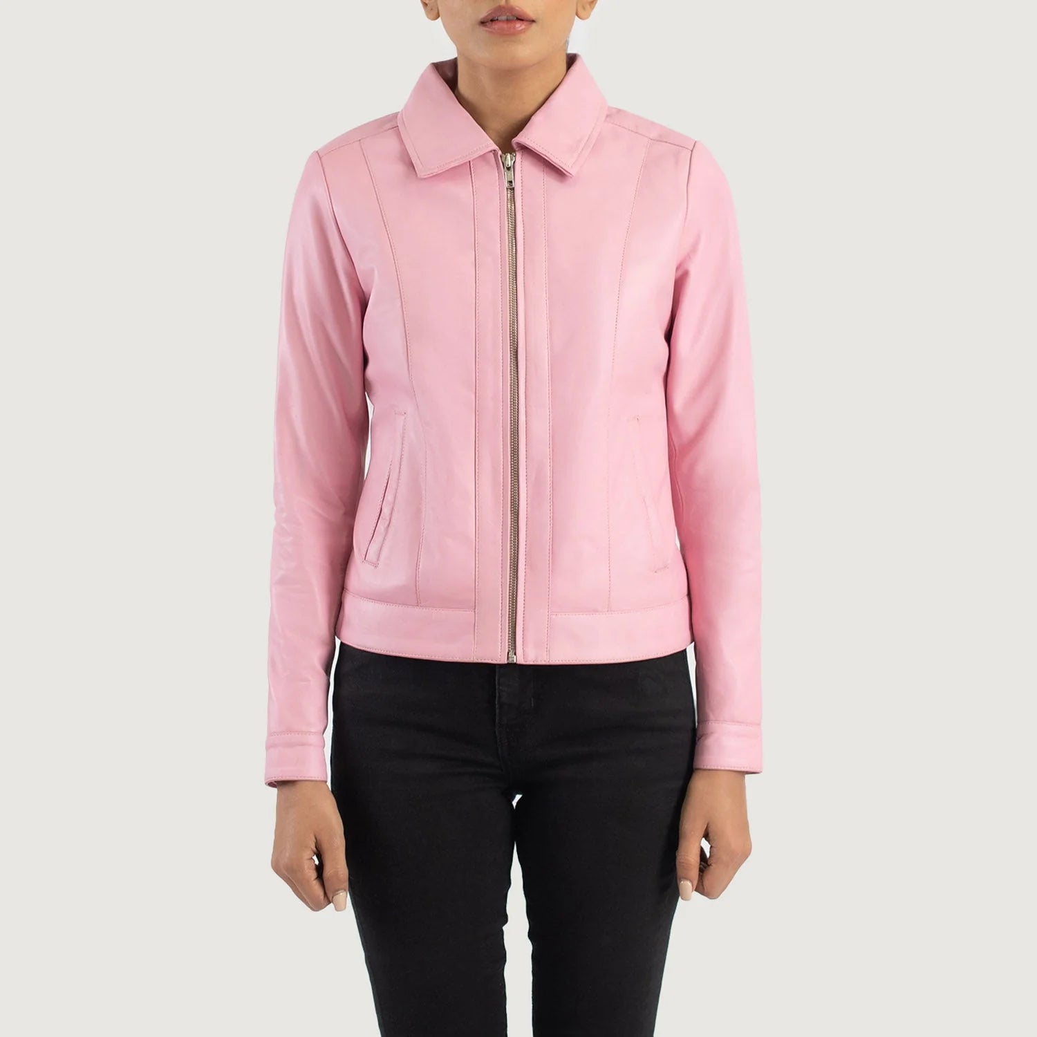 Éclat Pink Leather Classic Jacket for sale