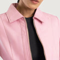 Éclat Pink Leather Classic Jacket for sale