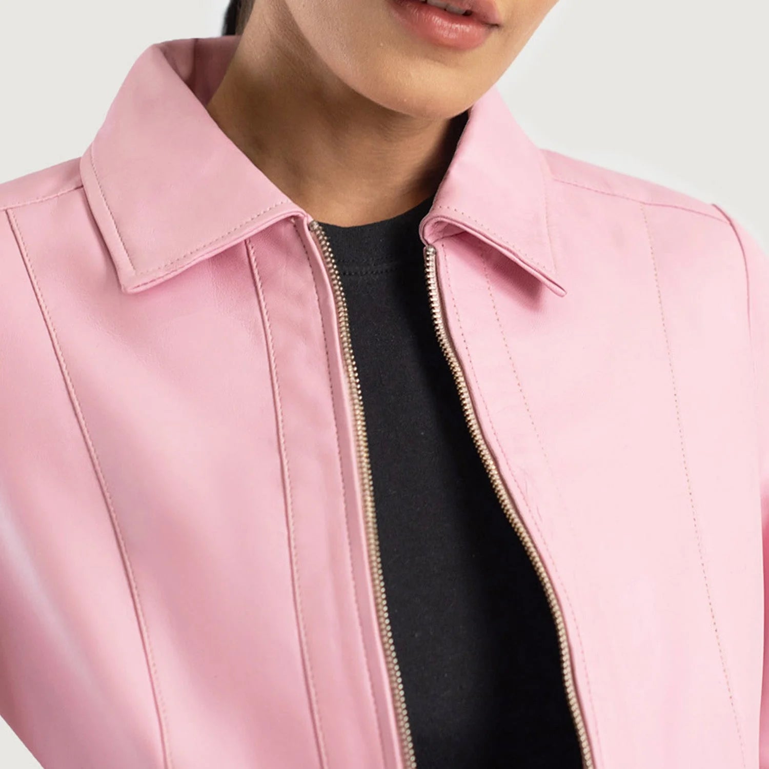 Éclat Pink Leather Classic Jacket for sale