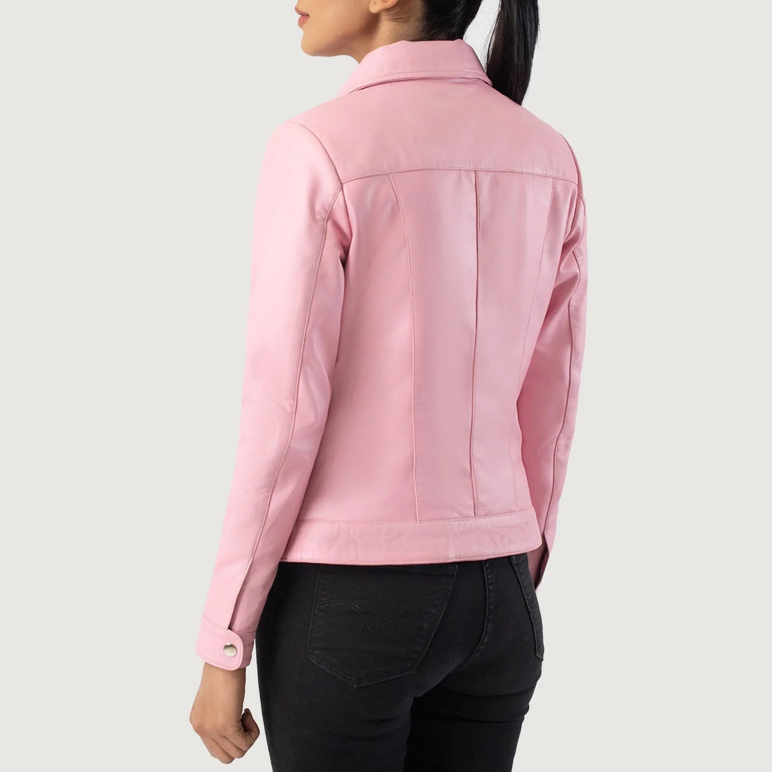 Éclat Pink Leather Classic Jacket for sale